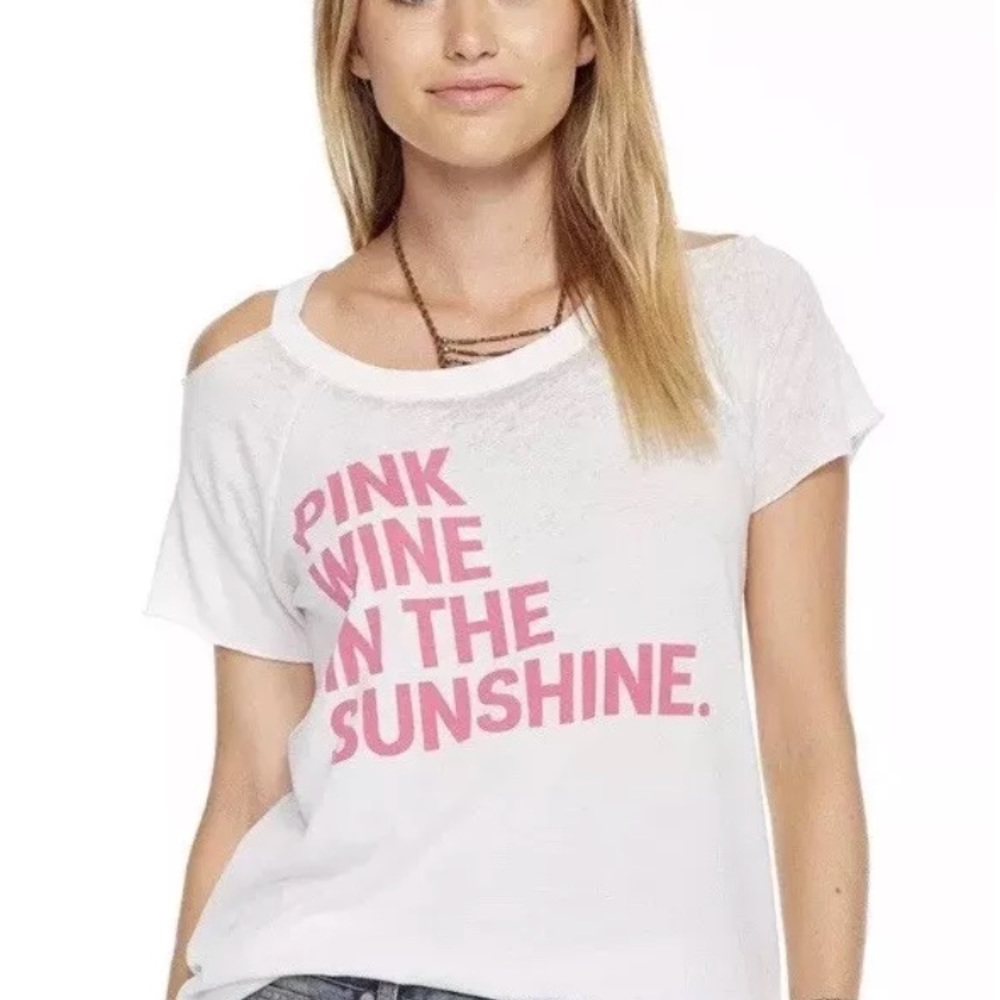 NEW Chaser Cold Shoulder T-Shirt Pink Wine Medium